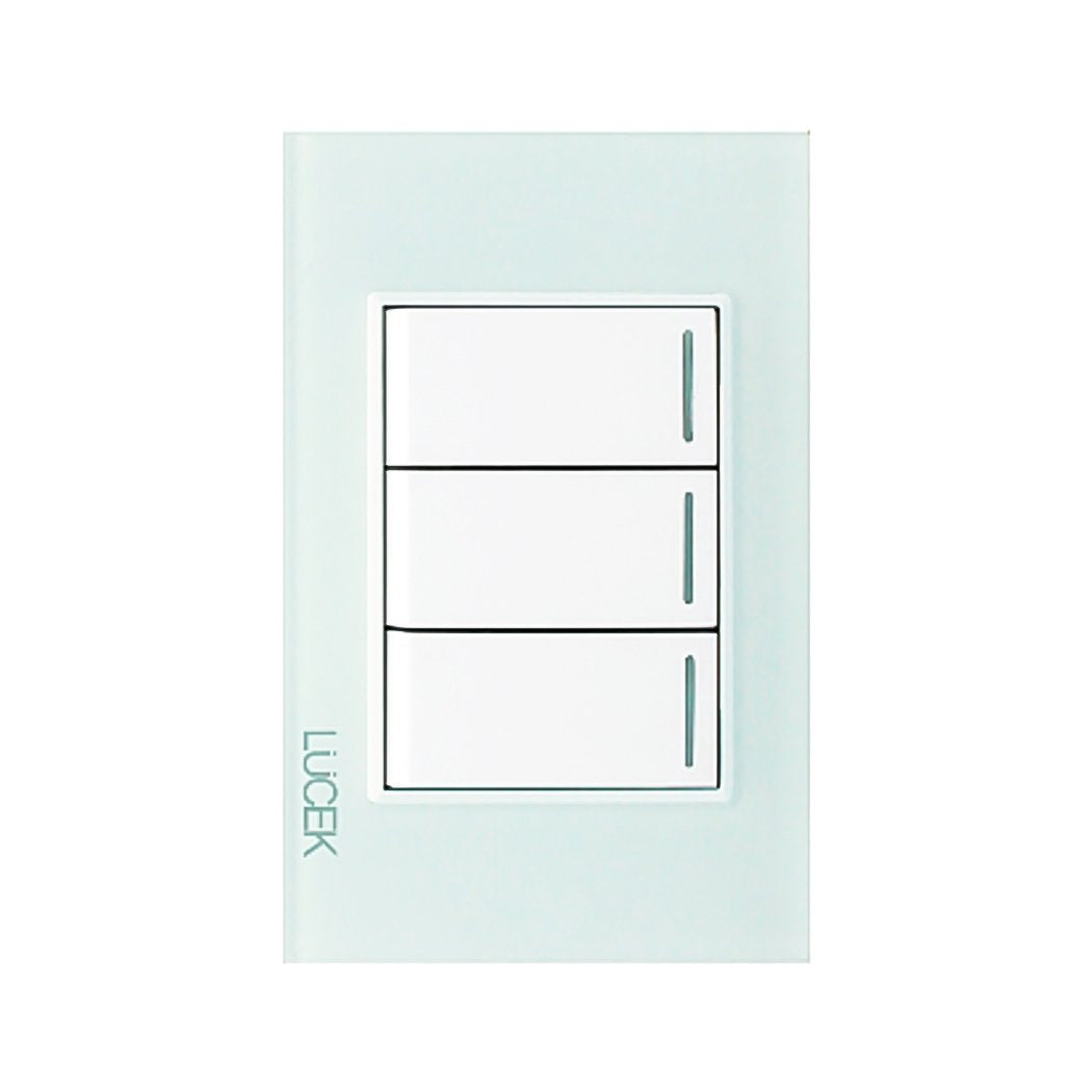 Placa Lucek crystal c/3 apagadores sencillo crystal/blanco