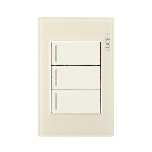 Placa Lucek colors c/3 apagadores sencillos hueso