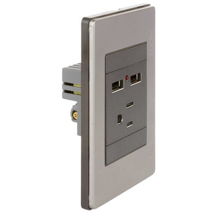 Placa Lucek metal 1 contacto 2 usb anonizado