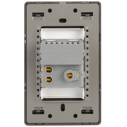 Placa Lucek metal 1 contacto 2 usb anonizado