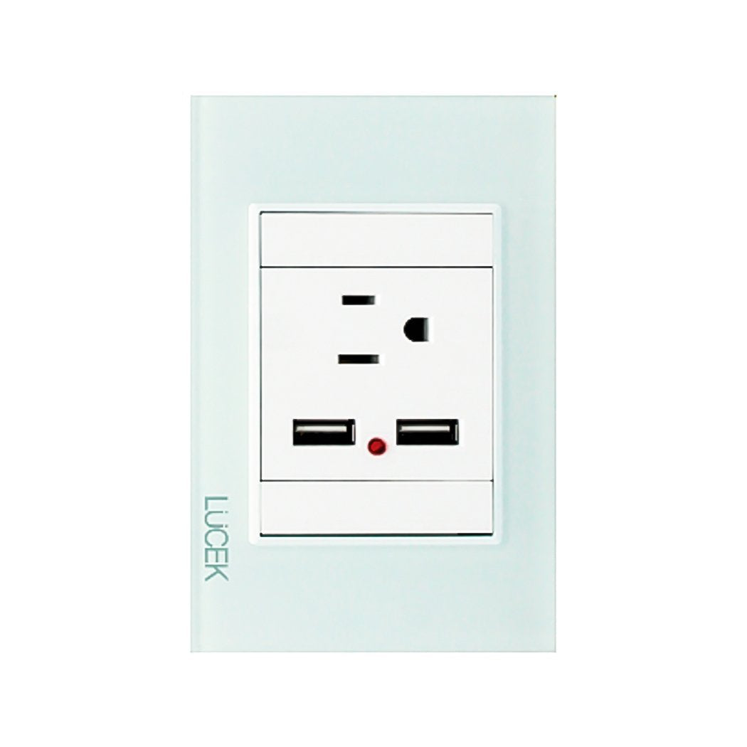 Placa Lucek crystal contacto y 2 usb crystal/blanco