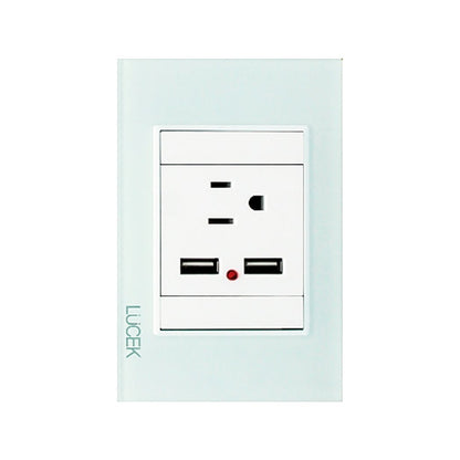 Placa Lucek crystal contacto y 2 usb crystal/blanco
