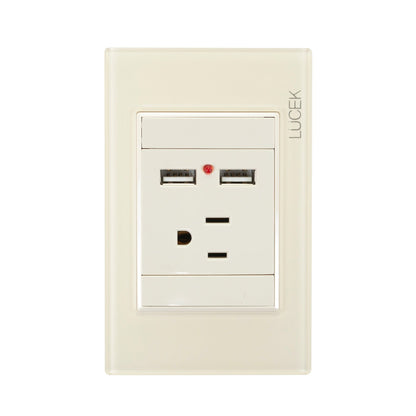 Placa Lucek colors contacto y 2 usb hueso
