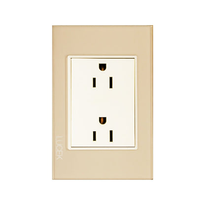 Placa Lucek crystal contacto duplex dorado/marfil