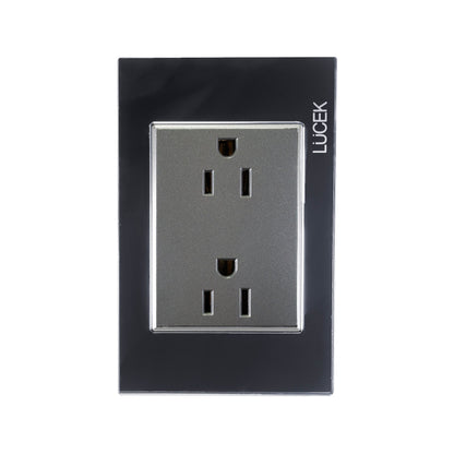 Placa Lucek contacto duplex cristal espejo negro