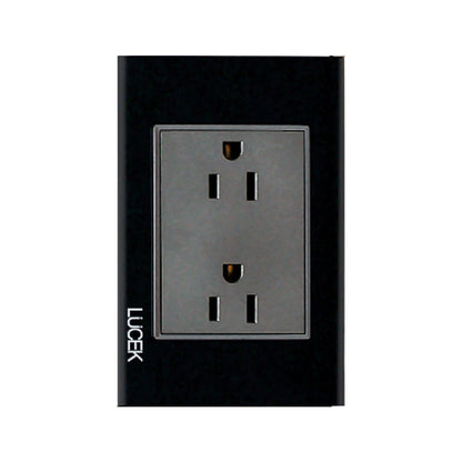 Placa Lucek crystal contacto duplex negro/negro