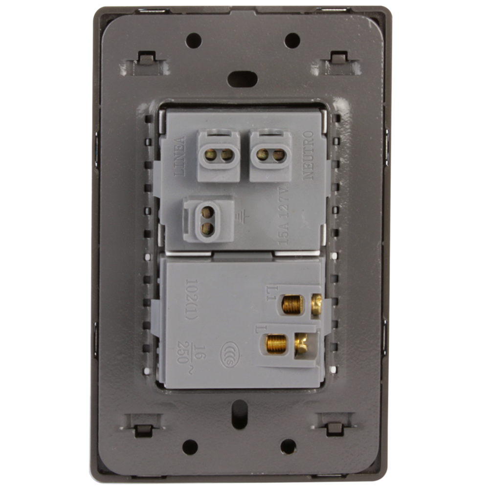 Placa Lucek metalica con apagador de escalera y contacto de