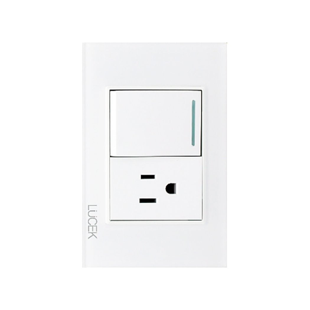 Placa Lucek crystal contacto y apagador blanco/blanco