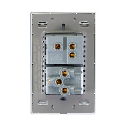 Placa Lucek 1 apagador escalera y 1 contacto de 15 Módulos