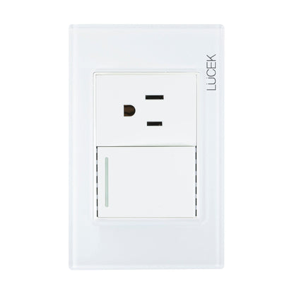 Placa Lucek colors apagador escalera y 1 contacto blanco