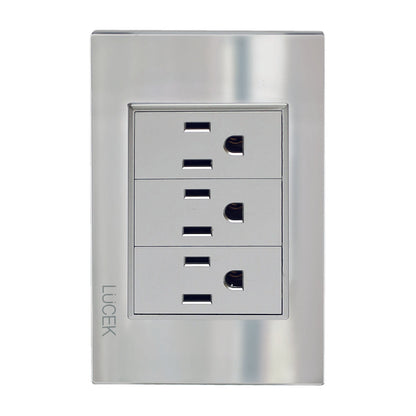 PLACA LUCEK 3 CONTACTOS CRISTAL ESPEJO PLATA