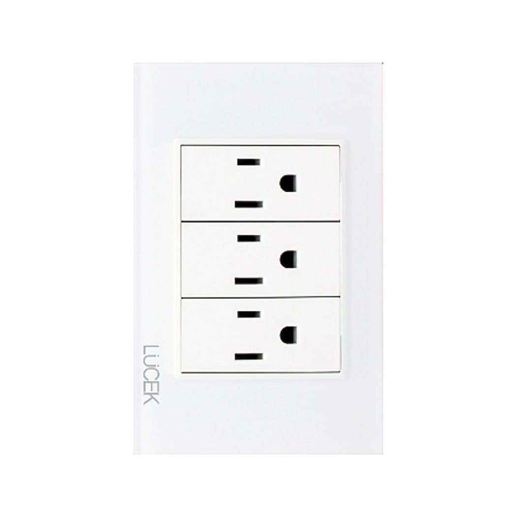 Placa Lucek crystal c/3 contactos blanco/blanco