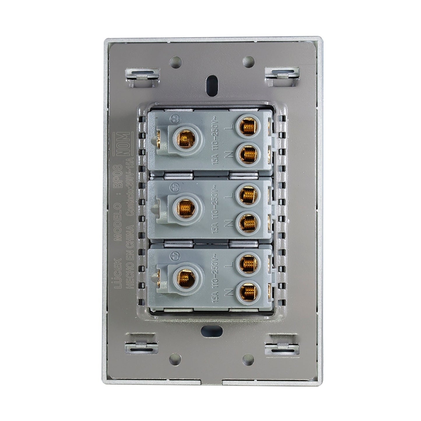 Placa Lucek metal 3 contactos anonizado