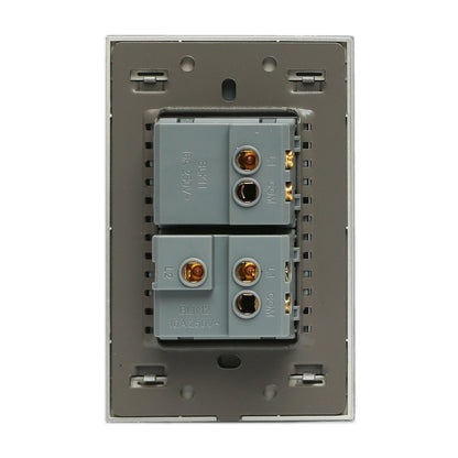 PLACA LUCEK 2 APAGADORES ESCALERA CRISTAL ESPEJO PLATA