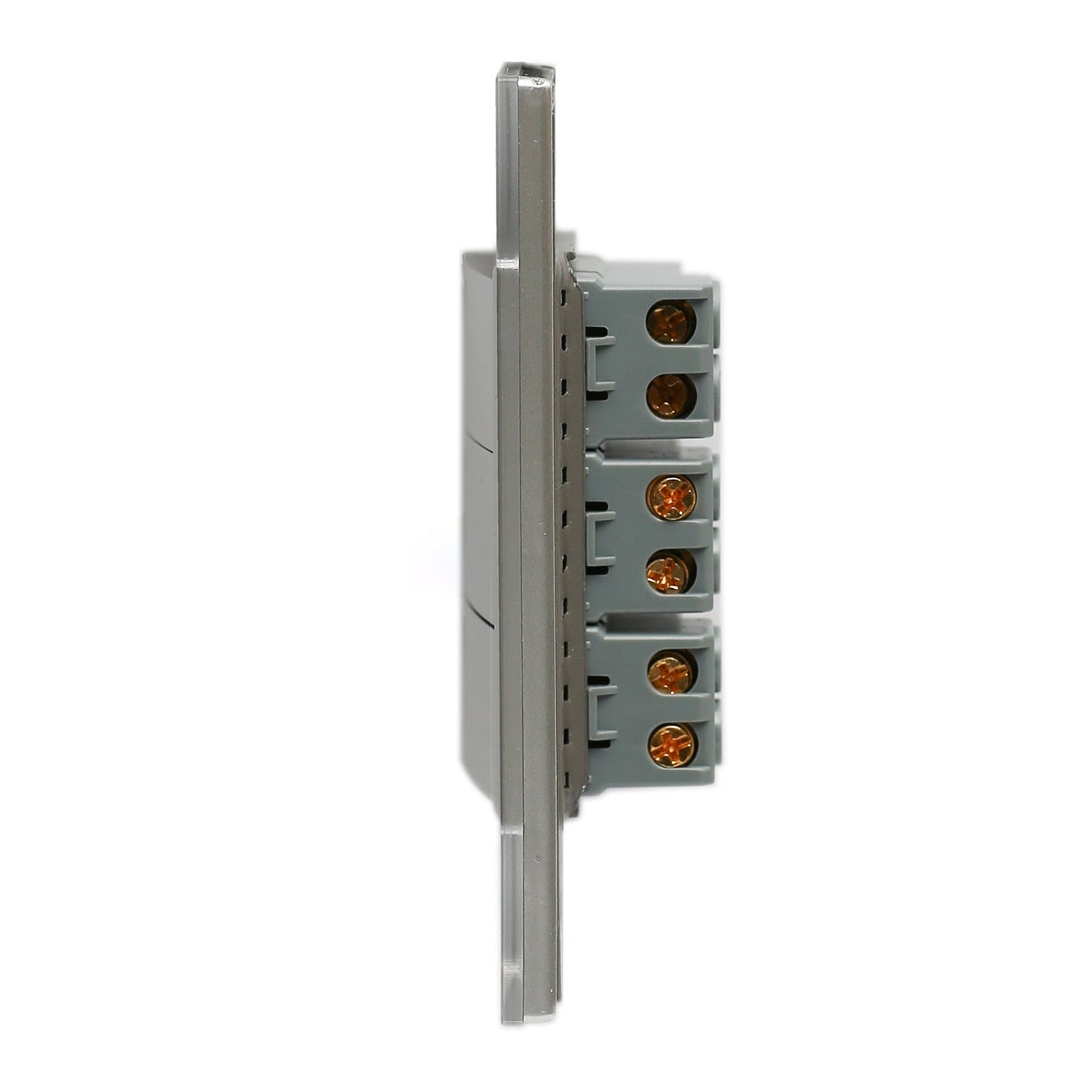 PLACA LUCEK 3 APAGADORES ESCALERA CRISTAL ESPEJO PLATA
