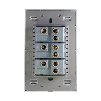 Placa Lucek metalica con 3 apagadores de escalera 1 v plata