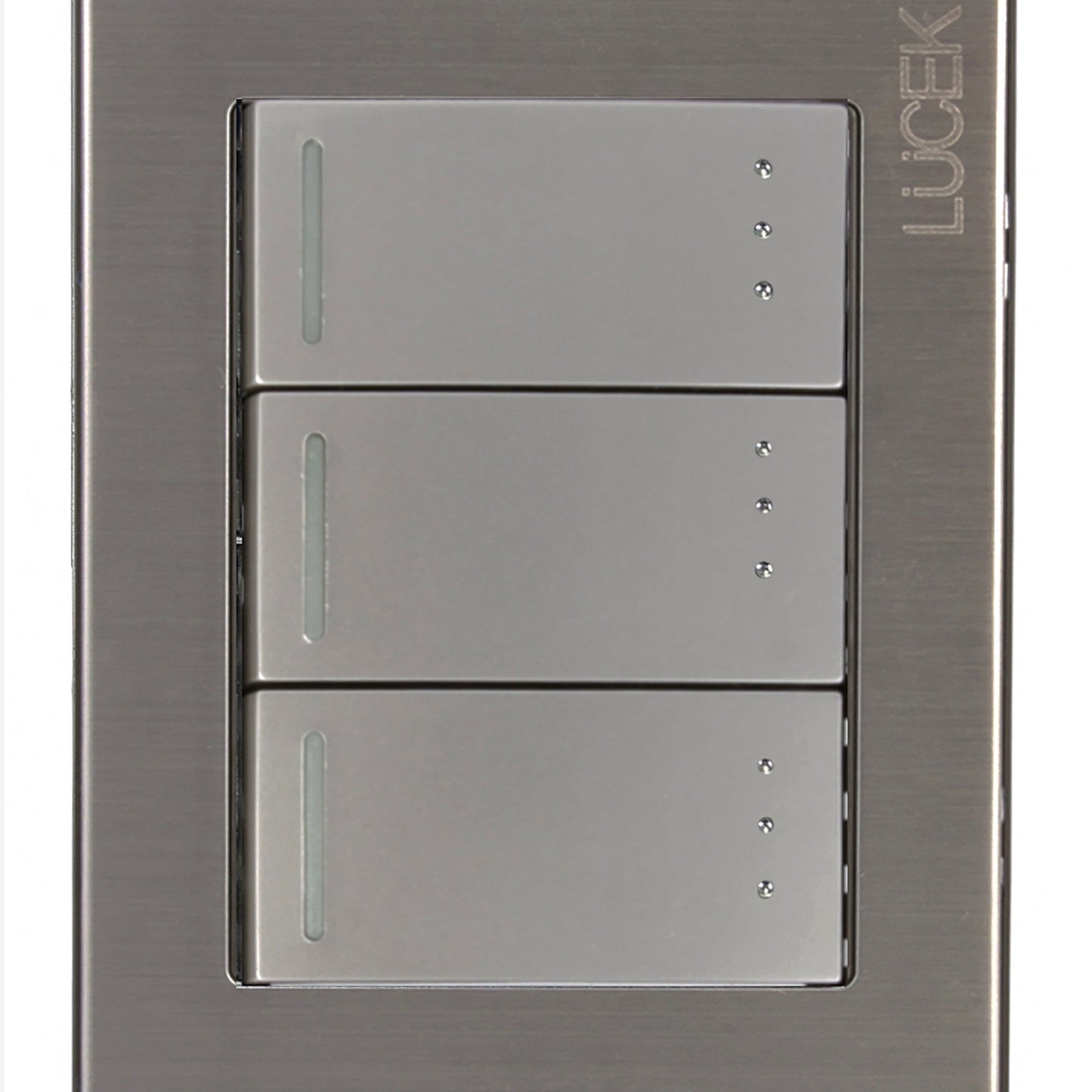 Placa Lucek metalica con 3 apagadores de escalera 1 v plata