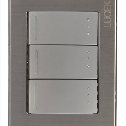 Placa Lucek metalica con 3 apagadores de escalera 1 v plata