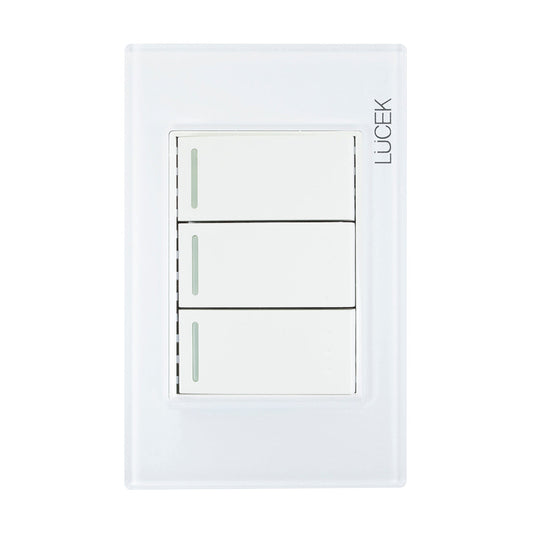 Placa Lucek colors c/3 apagadores escalera blanco