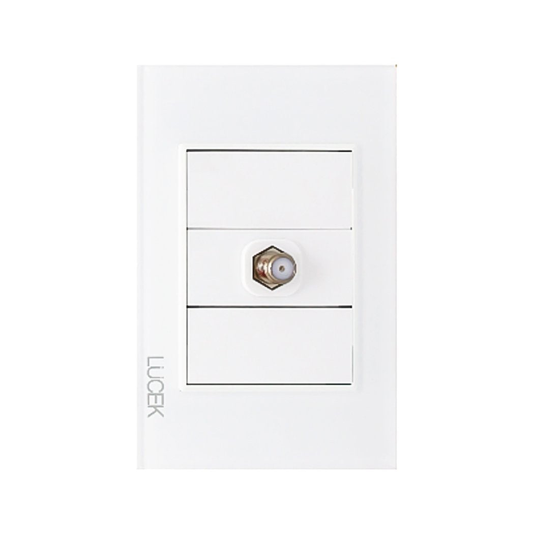 Placa Lucek crystal toma coaxial blanco/blanco