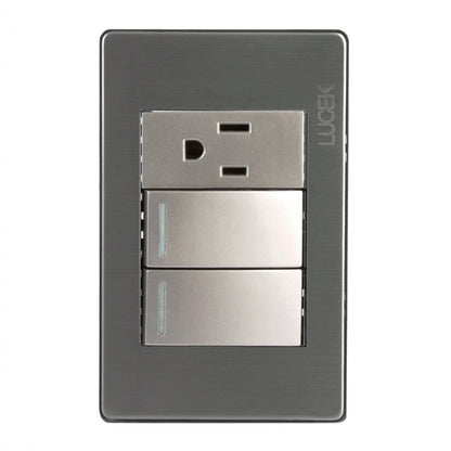 Placa Lucek metalica 2apag 1 contacto plata