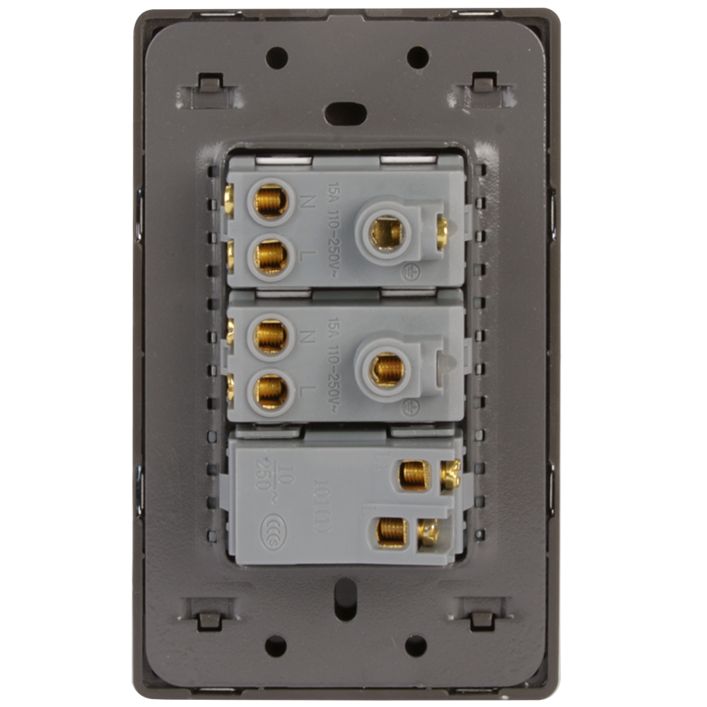 Placa Lucek metalica 1 apaga 2 contactos anonizado