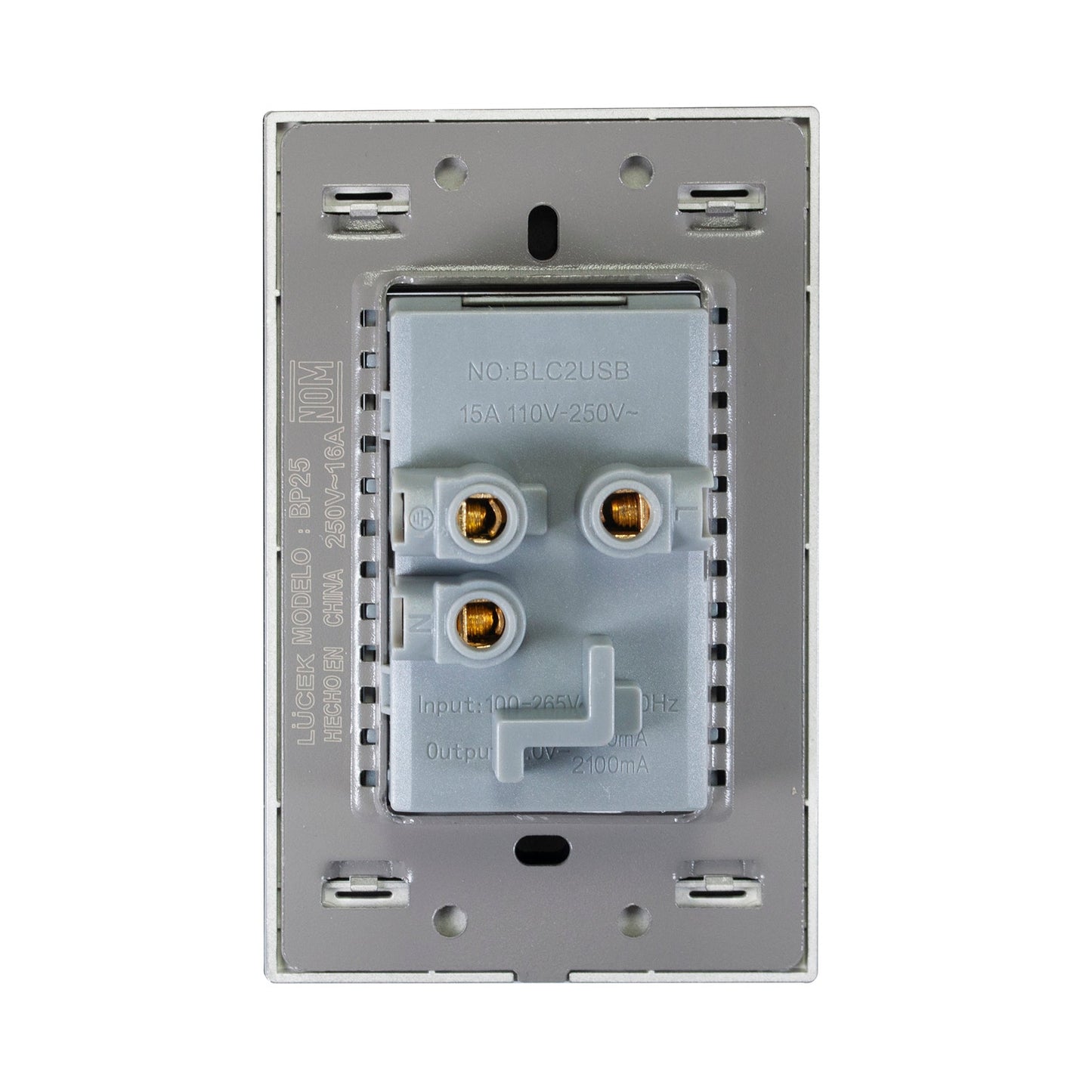 Placa Lucek 2 contactos y 2 entradas de usb cristal espejo n