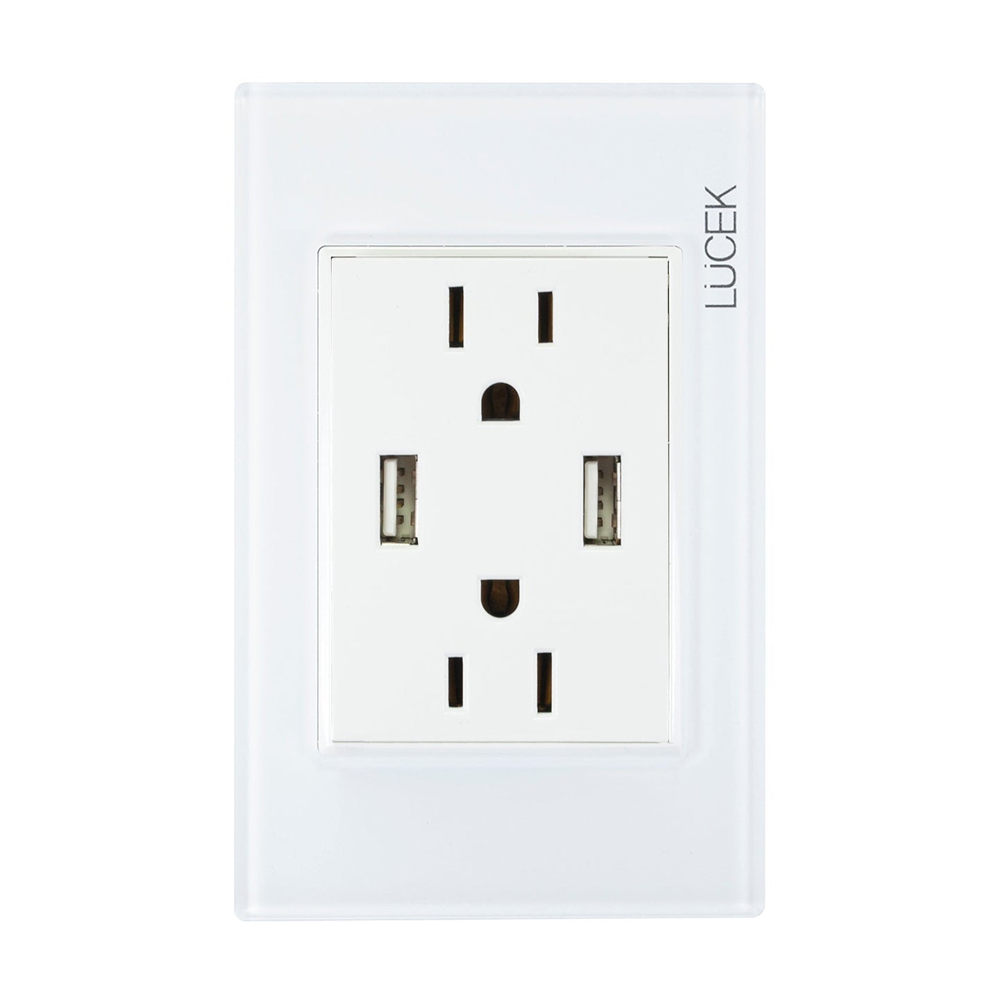 Placa Lucek colors c/2 contactos y 2 entradas usb blanco