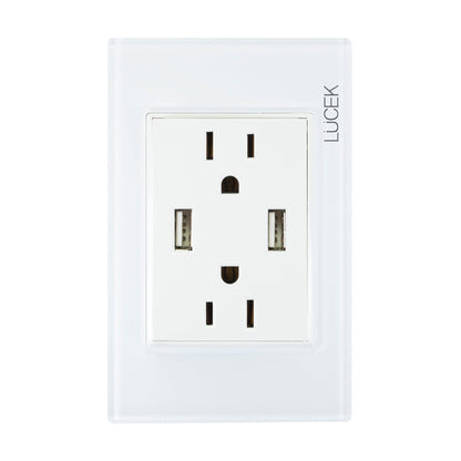 Placa Lucek colors c/2 contactos y 2 entradas usb blanco