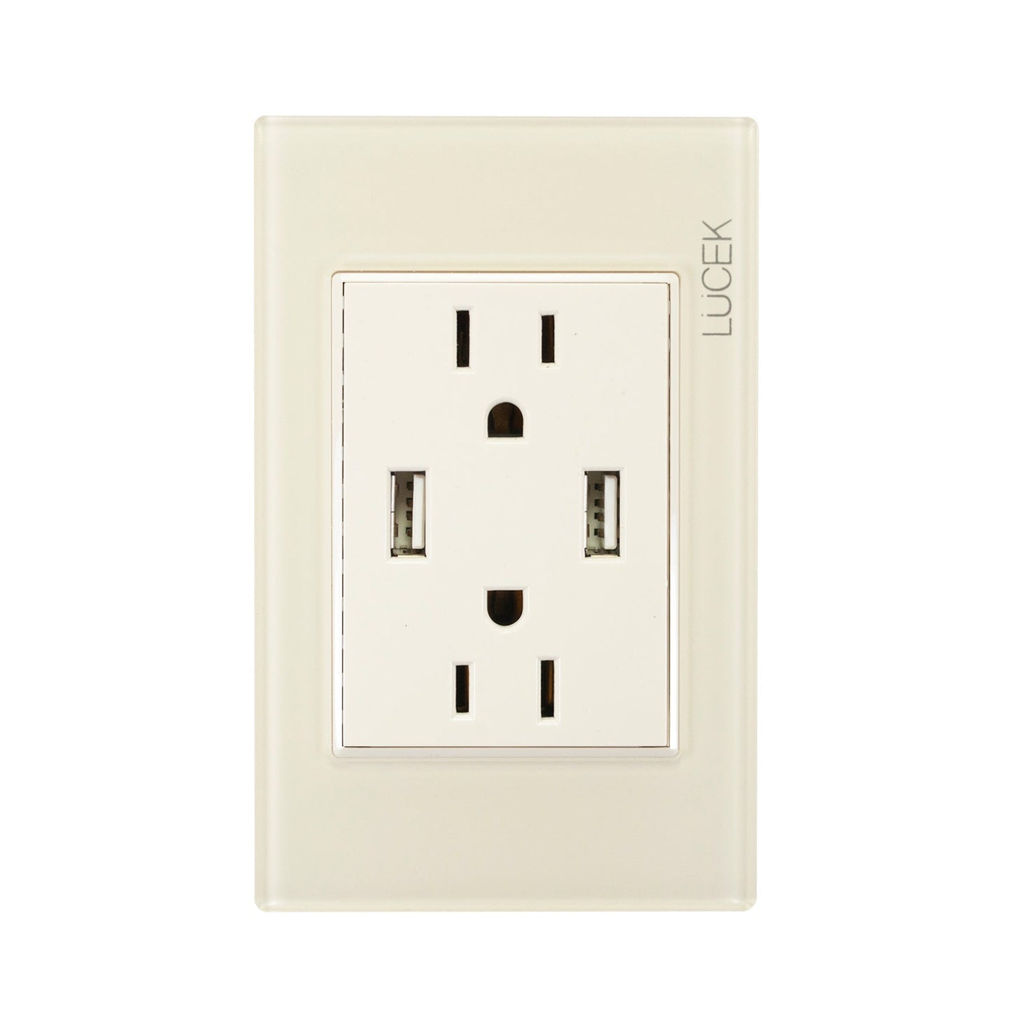 Placa Lucek colors c/2 contactos y 2 entradas usb hueso