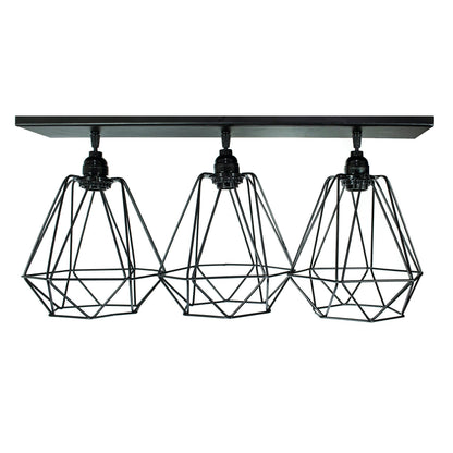 CANDIL ECO VINTAGE RIEL 3 LUCES DIAMANTE BASE RECTANGULAR