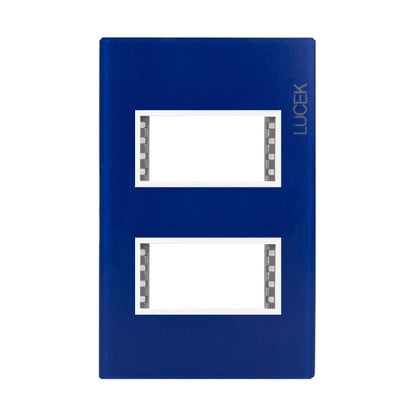 Placa Lucek colors metalica 2 ventanas azul zafiro