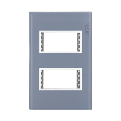 Placa Lucek colors metalica 2 ventanas gris