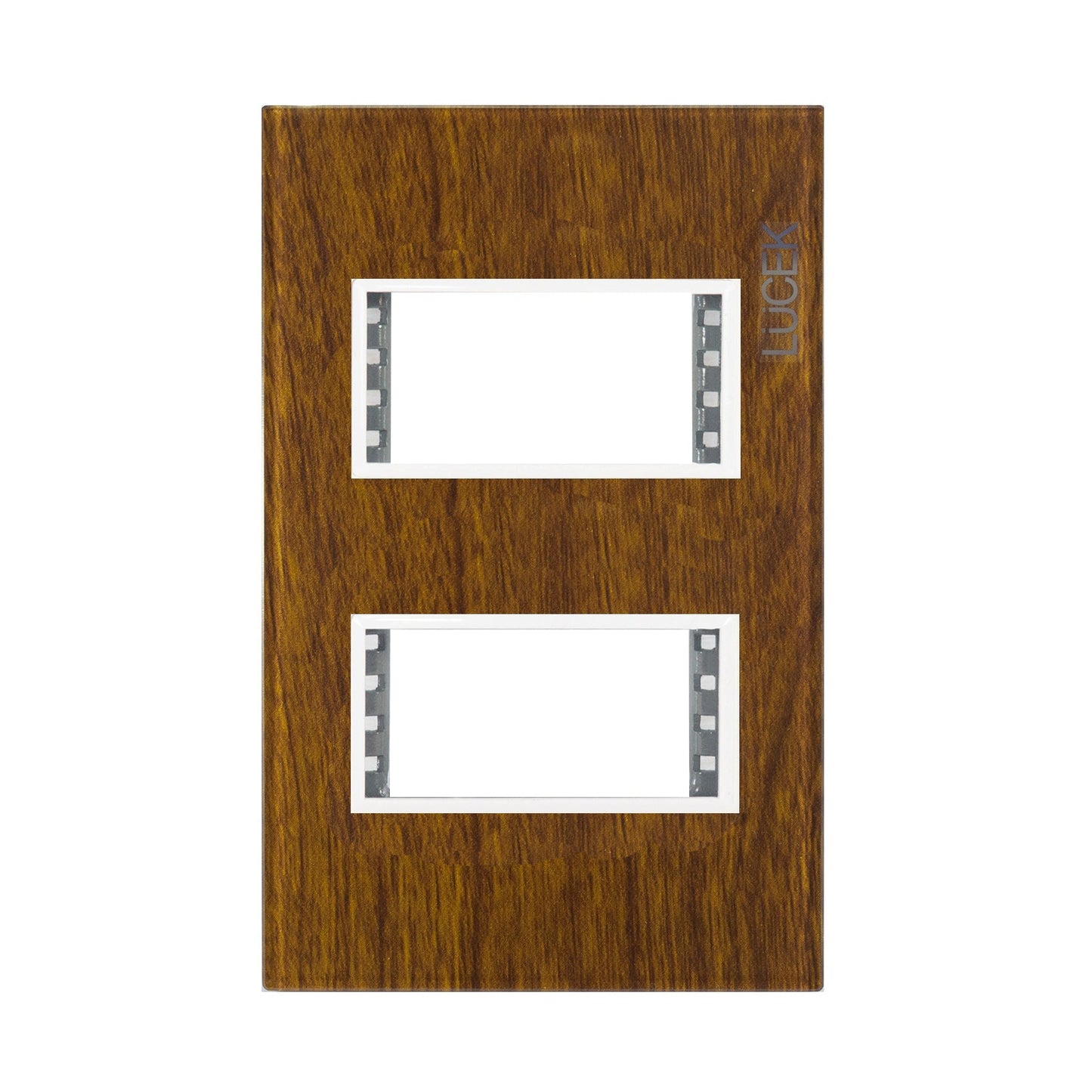 Placa Lucek colors metalica 2 ventanas madera cerezo