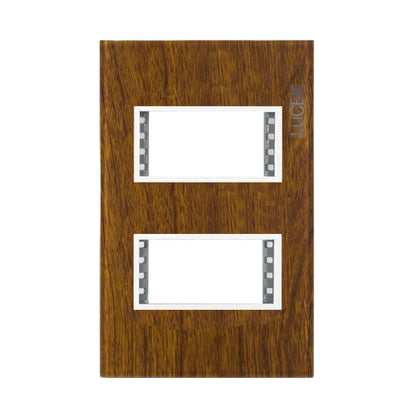 Placa Lucek colors metalica 2 ventanas madera cerezo