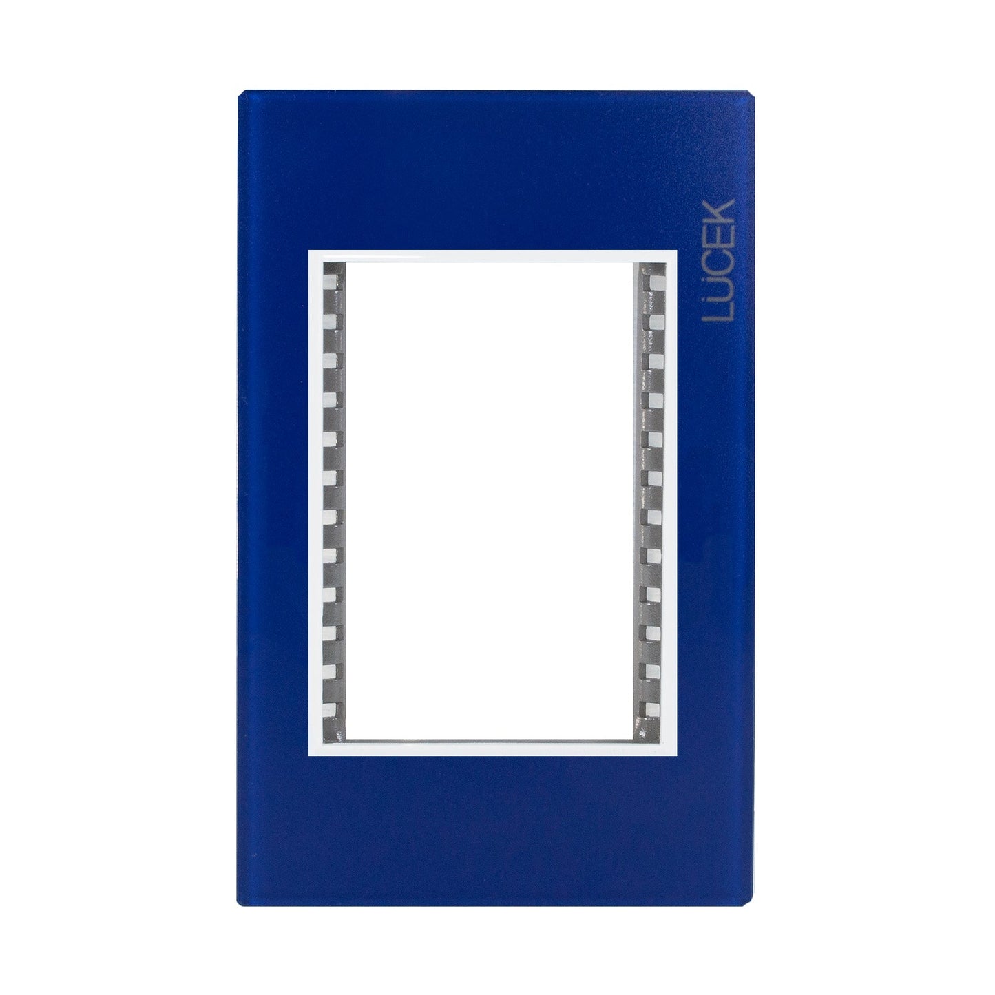 Placa Lucek colors metalica 3 ventanas azul zafiro