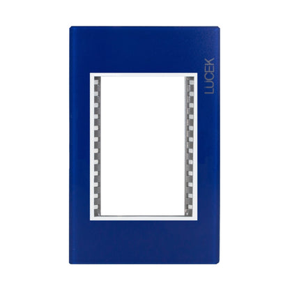 Placa Lucek colors metalica 3 ventanas azul zafiro