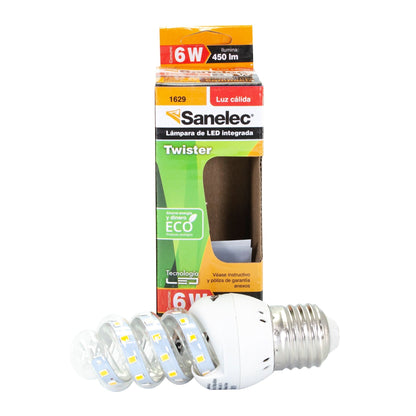 Foco Sanelec espiral led 6w luz cálidamini
