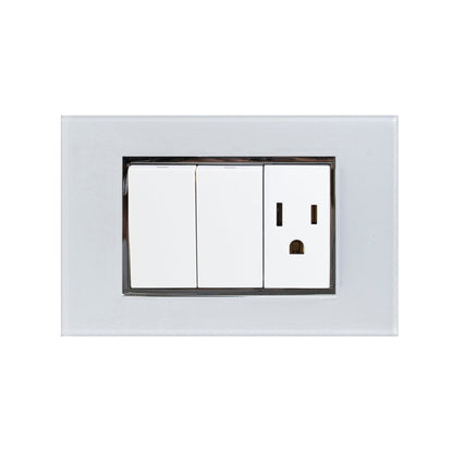 Placa Sanelec venecia con 2 apagadores y contacto