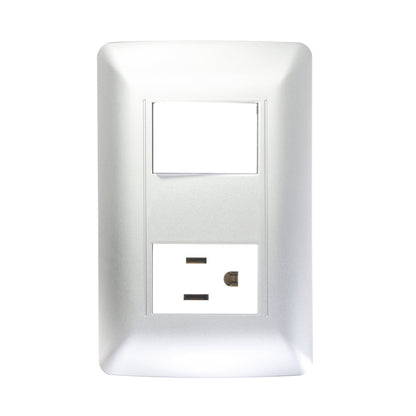 Placa Sanelec toscana silver con apagador y contacto