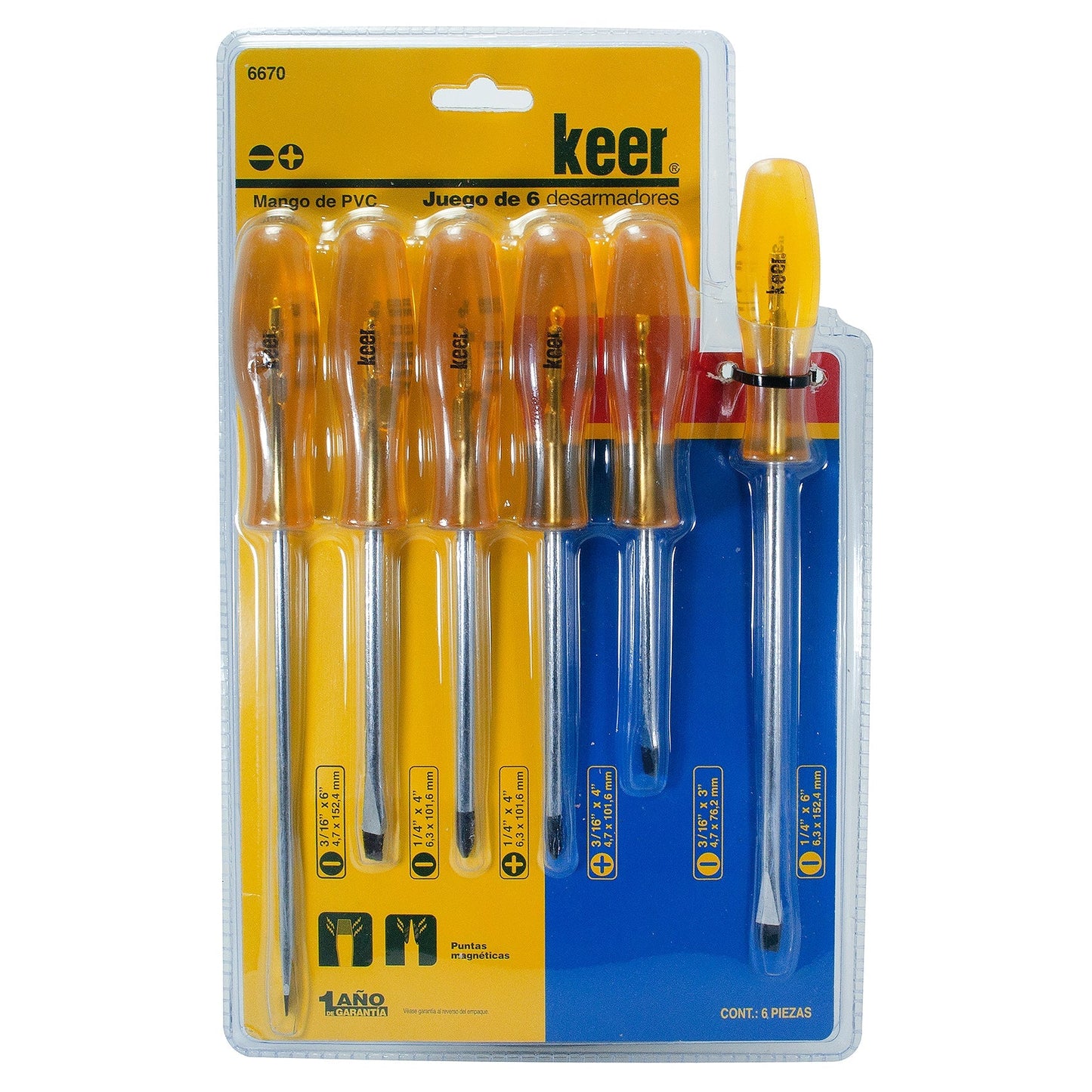 Desarmador Santul juego 6 piezas mango transparente