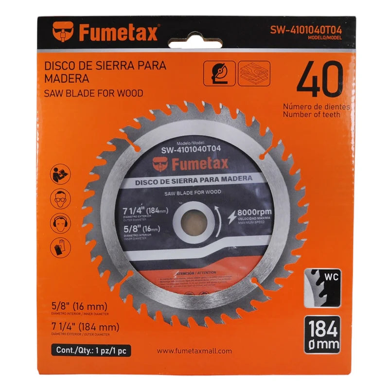 DISCO FUMETAX DE SIERRA 7 1/4 40 DIENTES