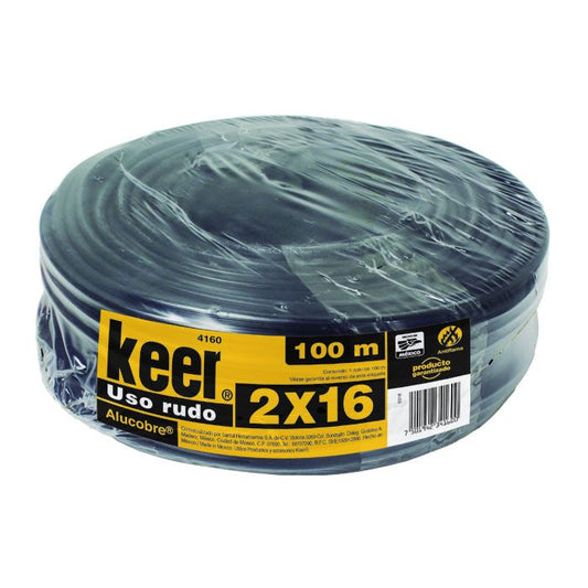 Cable Keer uso rudo 2x16 awg rollo 100m