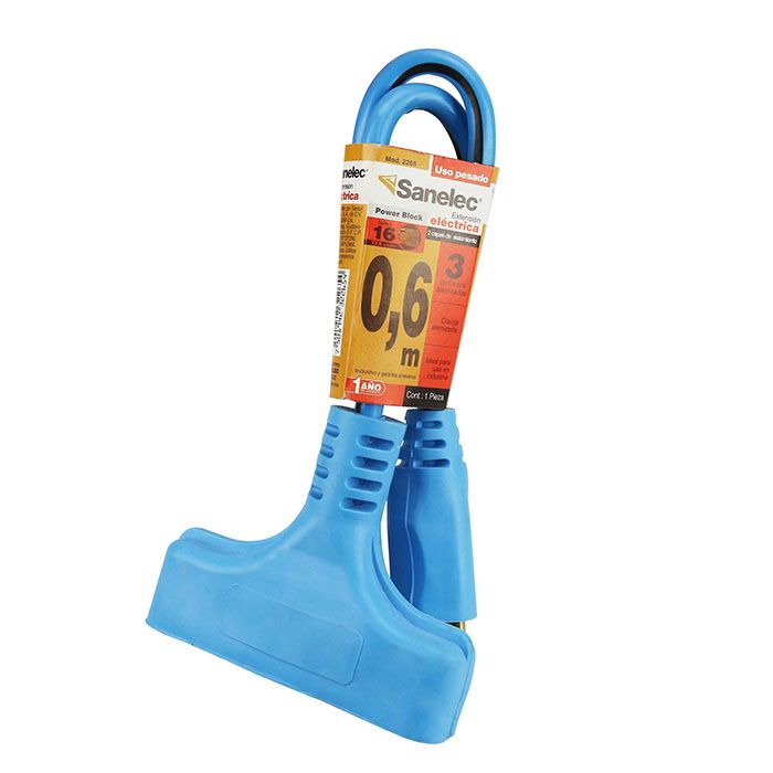 Extensión Sanelec uso rudo 60 cm azul 3x16
