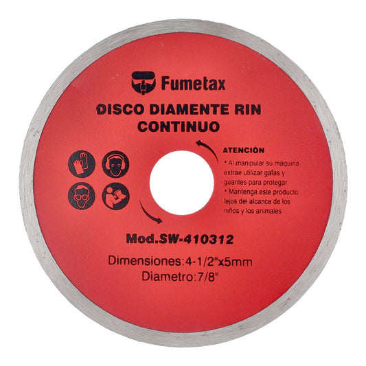 DISCO FUMETAX DE DIAMANTE 4 1/2 RIN CONTINUO
